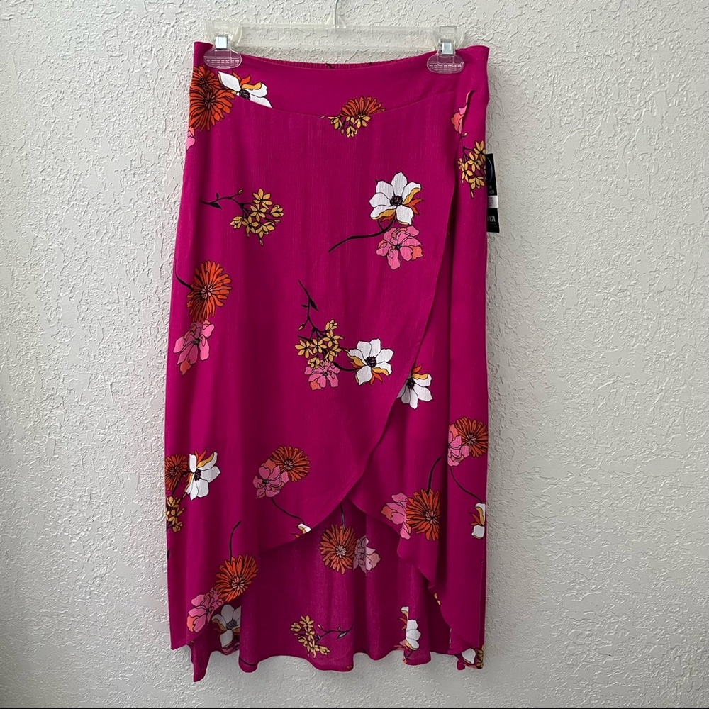 a.n.a women’s high low floral print skirt, size 2, fuschsia